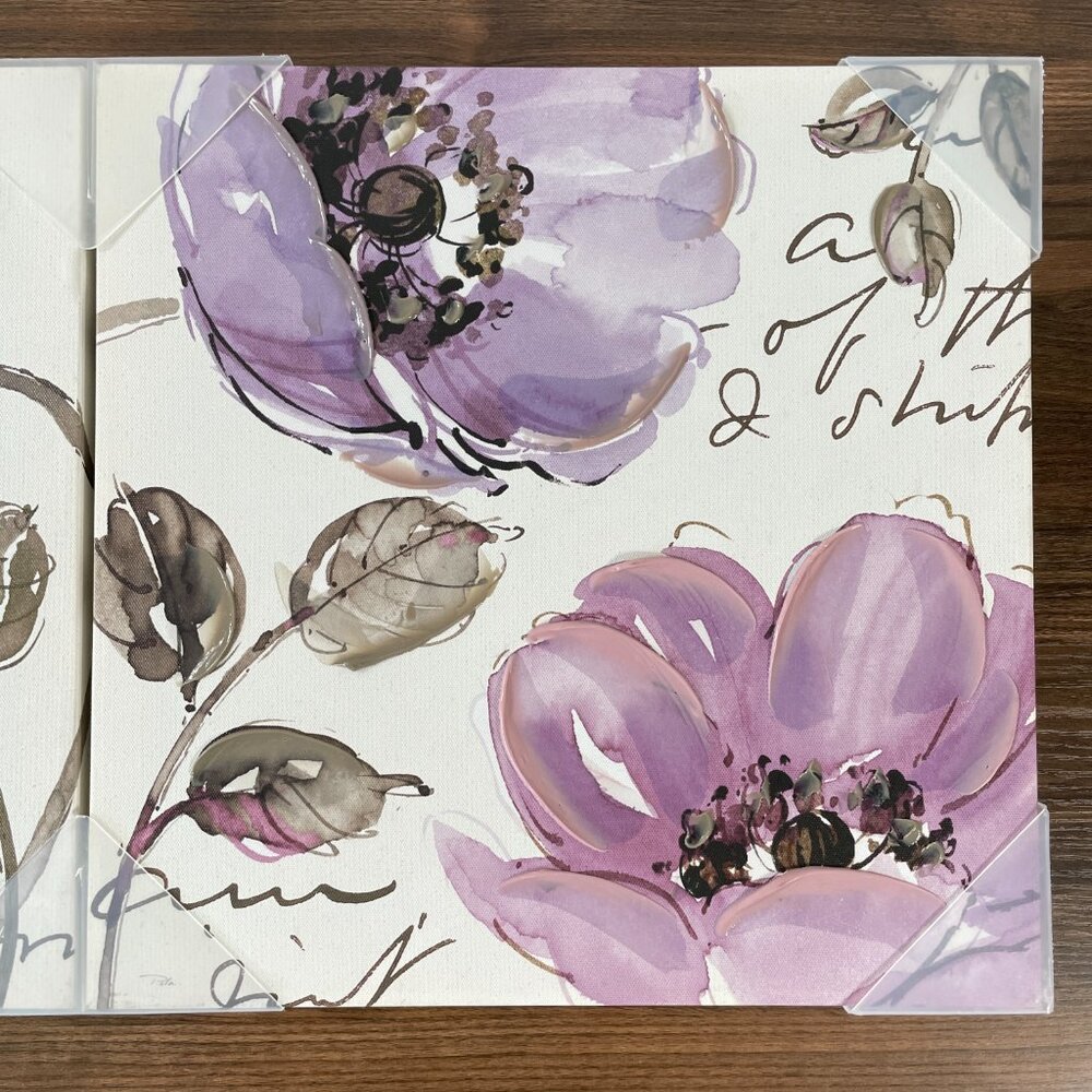 Pela Studio Beautiful Gray & Purple Blooming Flower Set 14"x14" Stretched Canvas - Picture 8 of 16